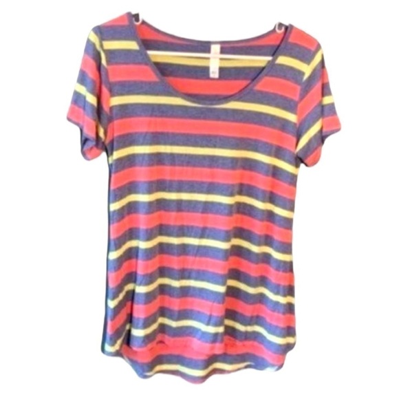 Lularoe Classic T Heather Blue Stripes - Picture 1 of 8